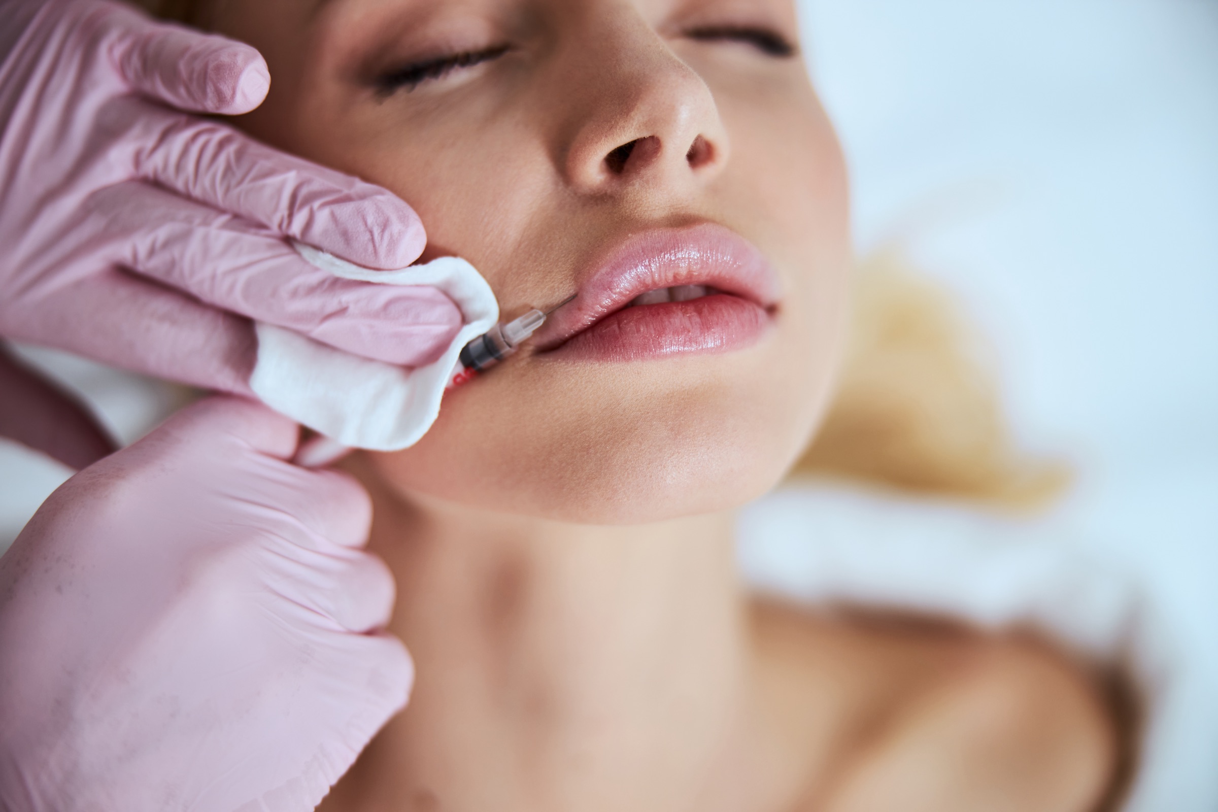 Woman getting injectable treatment